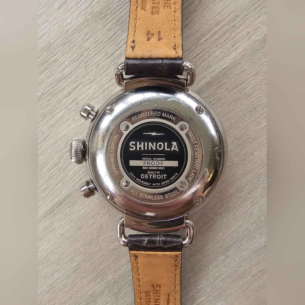 Shinola Canfield Chronograph Watch With Brown Leather Strap - Picture 2 of 6